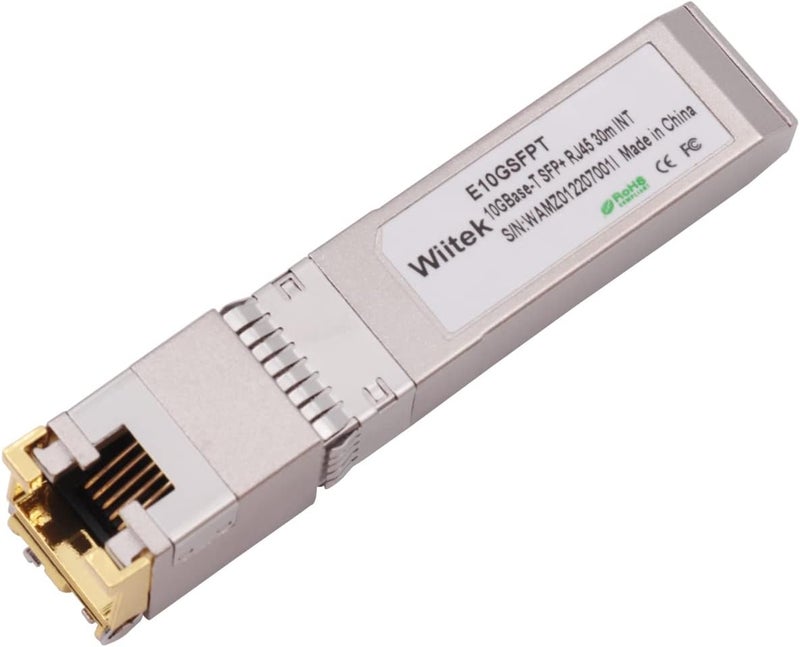 Wiitek 10G SFP+ to RJ45 Copper Modules, 1.25G/2.5G/5G/10GBase-T Ethernet Copper to SFP+ Transceiver Compatible for Intel E10GSFPT(Cat 6a/7 or Better, 30-Meter) - Image 1